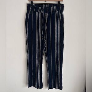 LOFT Navy Blue Striped Drawstring Pants